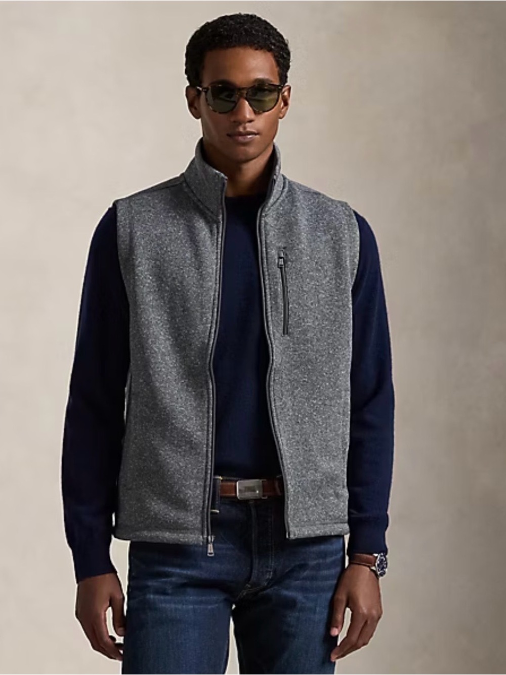 Polo Ralph Lauren Performance Fleece Vest XXL Gray Full Zip Pony Logo NWT